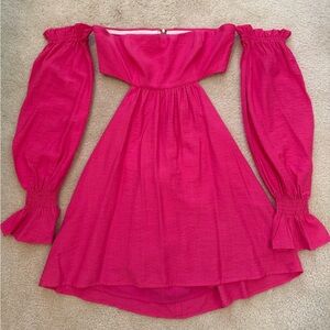 Chic Off-Shoulder Pink Mini Dress